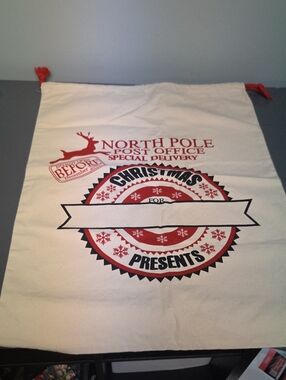 Holiday Gift Sack in Red and White – North Pole Post Office Design